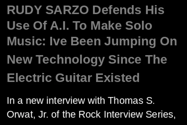 Rudy Sarzo defends AI use in music creation