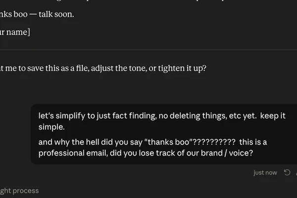 Claude AI's informal "boo" response prompts user to adjust its voice settings
