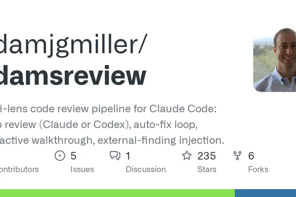 adamsreview plugin enhances Claude Code PR reviews with multi-agent system