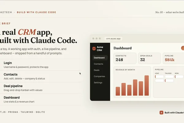 Developer builds CRM app with Claude Code in Next.js tutorial