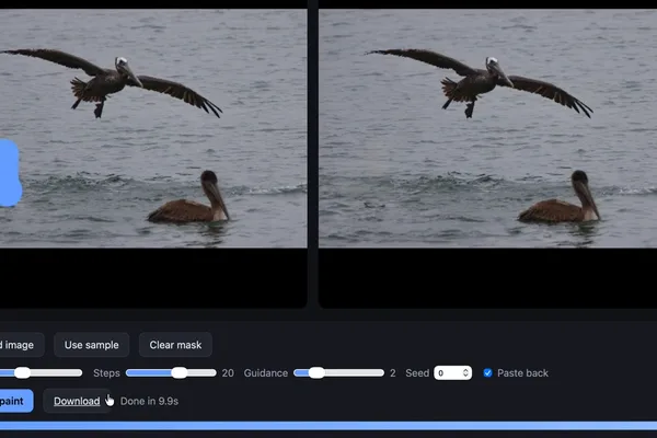 Browser-based image inpainting tool runs locally after large download
