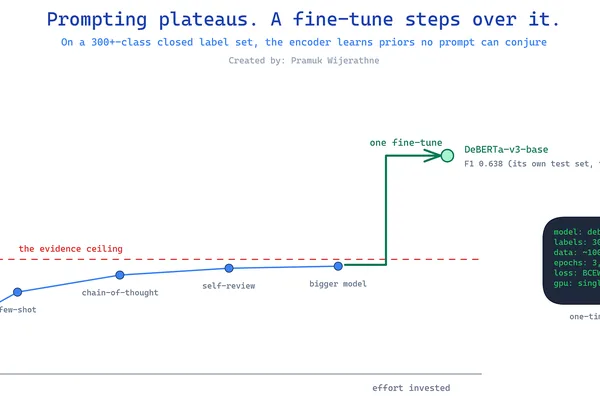 Fine-tuning DeBERTa outperforms prompt engineering for complex classification tasks