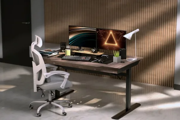 Lian Li's DK07 Wood desk integrates dual PC chassis with motorized standing.