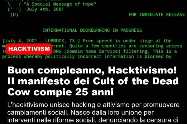 Cult of the Dead Cow's 2001 release births hacktivism movement