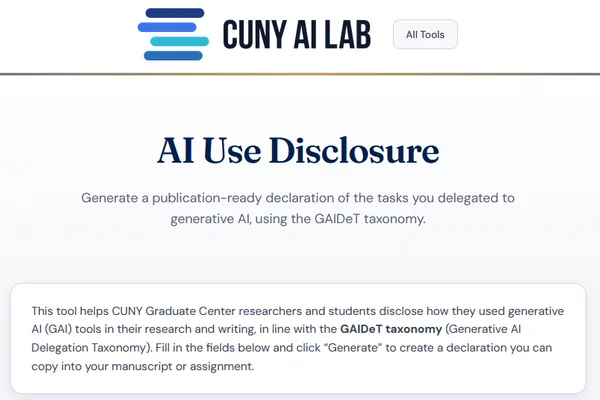 CUNY AI Lab launches AI Use Disclosure tool for researchers