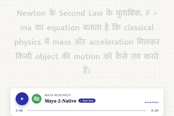 Maya-2-Native ranks second on Hindi TTS leaderboard