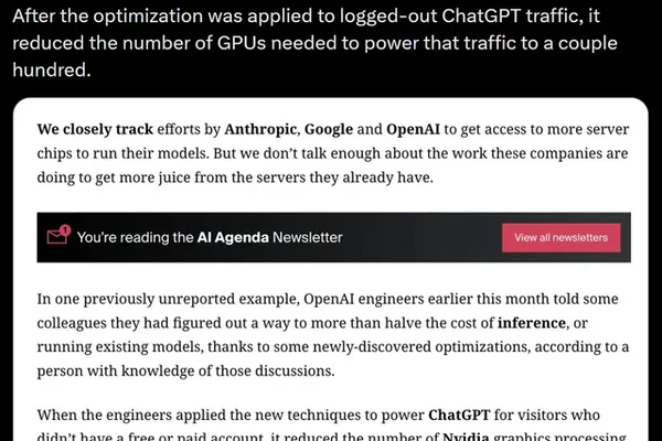 OpenAI reportedly finds way to halve AI inference costs