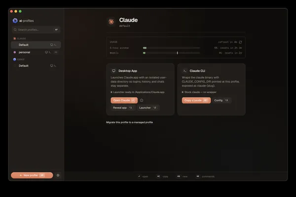 开源 Mac 应用允许用户并排运行多个 Claude 账户