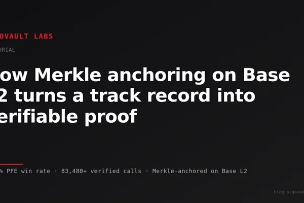 AlgoVault uses Merkle anchoring on Base L2 for verifiable AI trading proof