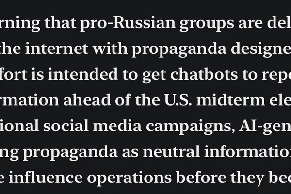 Russian AI chatbots flood internet to influence opinions