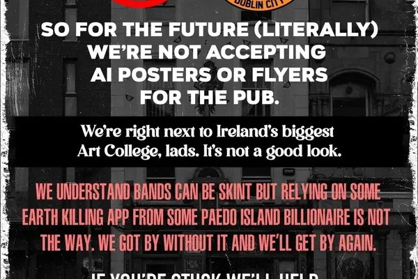 Dublin bar rejects AI-generated posters in favor of human art