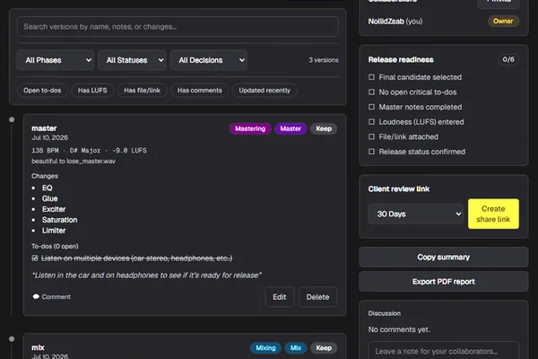 User builds music production SaaS with Claude as primary dev partner