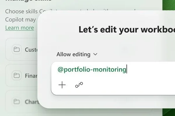 Microsoft Copilot in Excel 获得用于自动化常规任务的技能