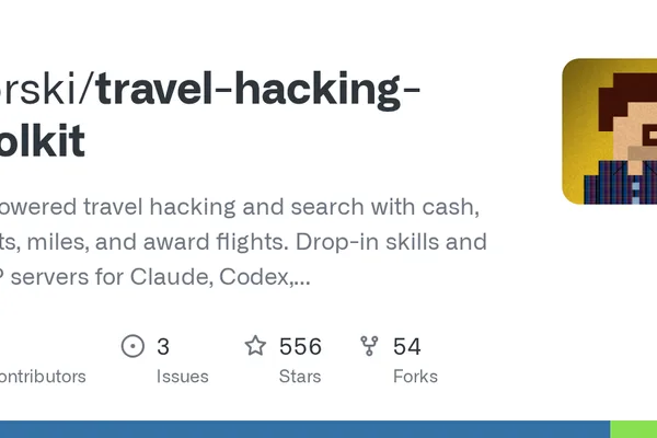 AI travel toolkit integrates with Claude Code for award flight searches