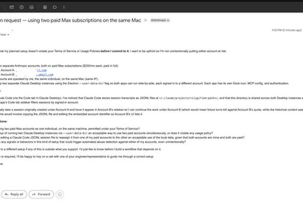Anthropic user shares method for running two Claude Max accounts on one Mac