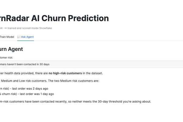 Snowflake enables real-time churn warning system with in-database AI